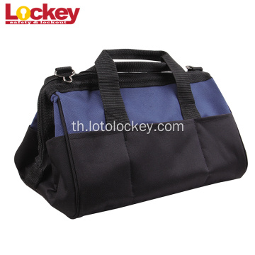 กระเป๋าเครื่องมือล็อคเพื่อความปลอดภัยสีน้ำเงินสีดำแบบพกพา